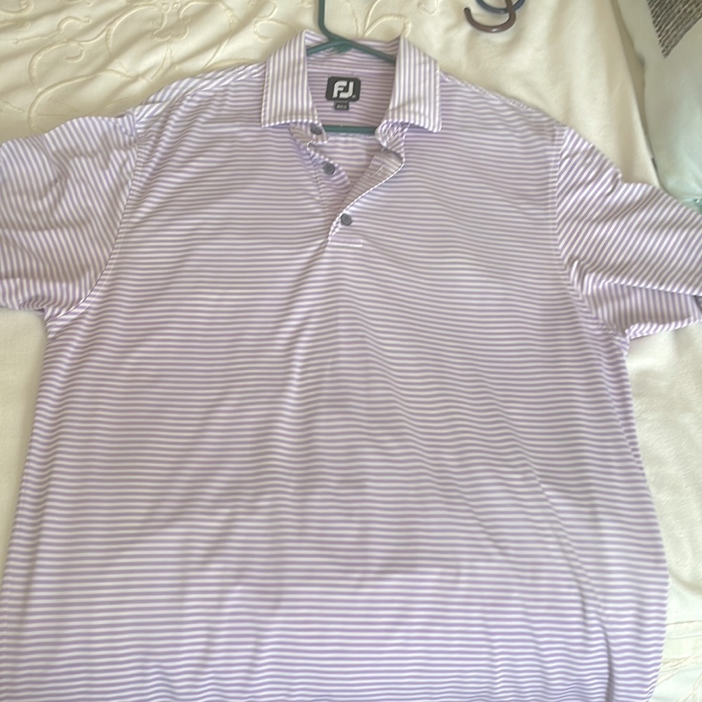 FootJoy Light Purple and White Striped Polo